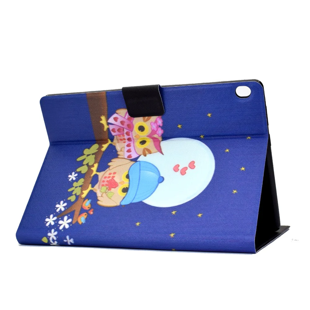 Pattern Printing Leather Stand Tablet Cover for Lenovo Tab M10 TB-X605F - Couple Owls - Image 6