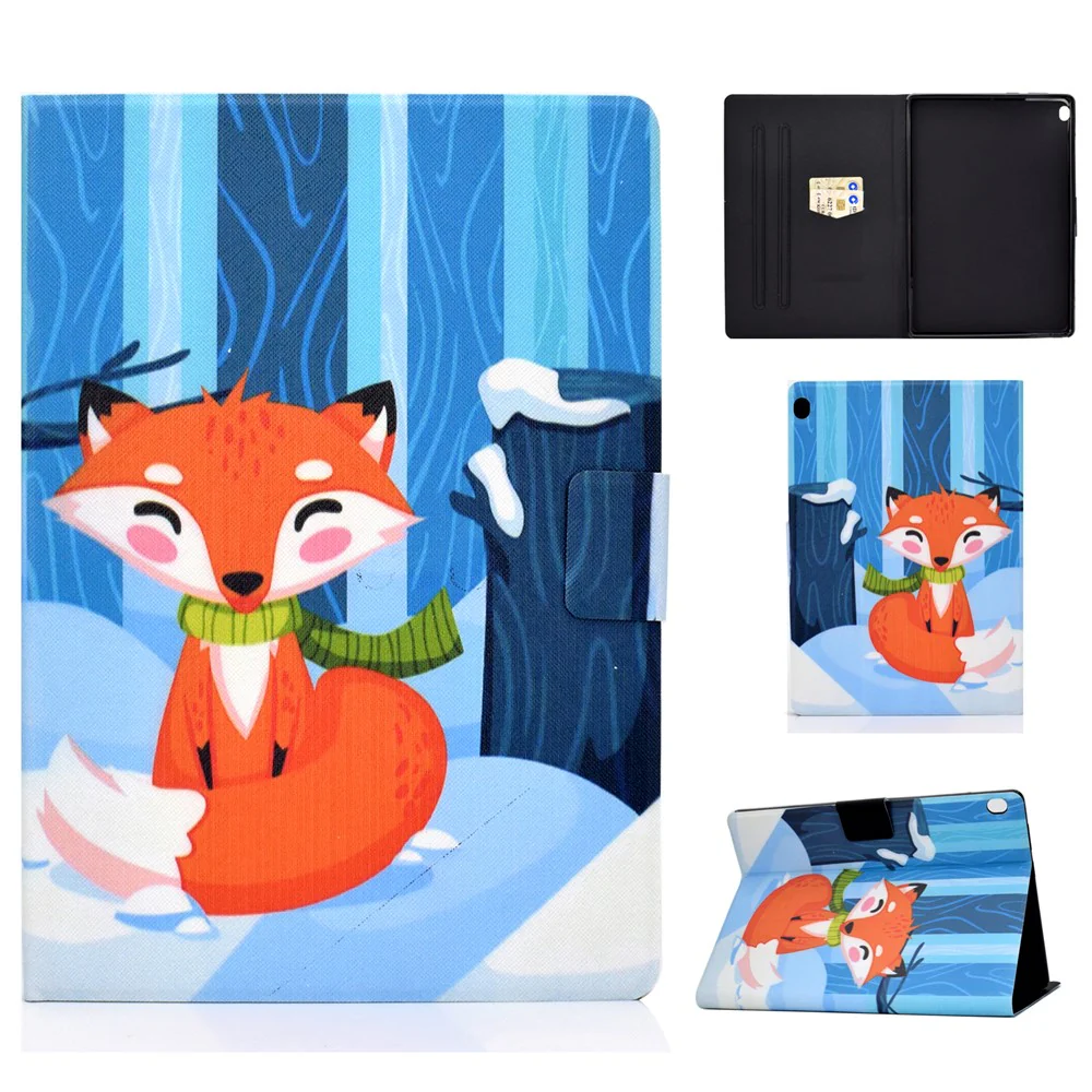 Pattern Printing Leather Stand Tablet Cover for Lenovo Tab M10 TB-X605F - Fox