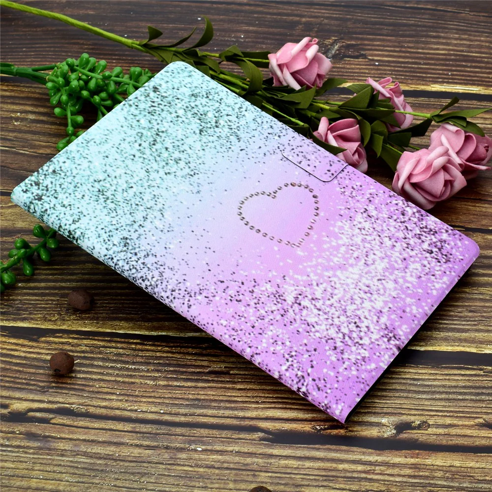 Pattern Printing Leather Stand Tablet Cover for Lenovo Tab M10 TB-X605F - Glittery Element and Heart - Image 2