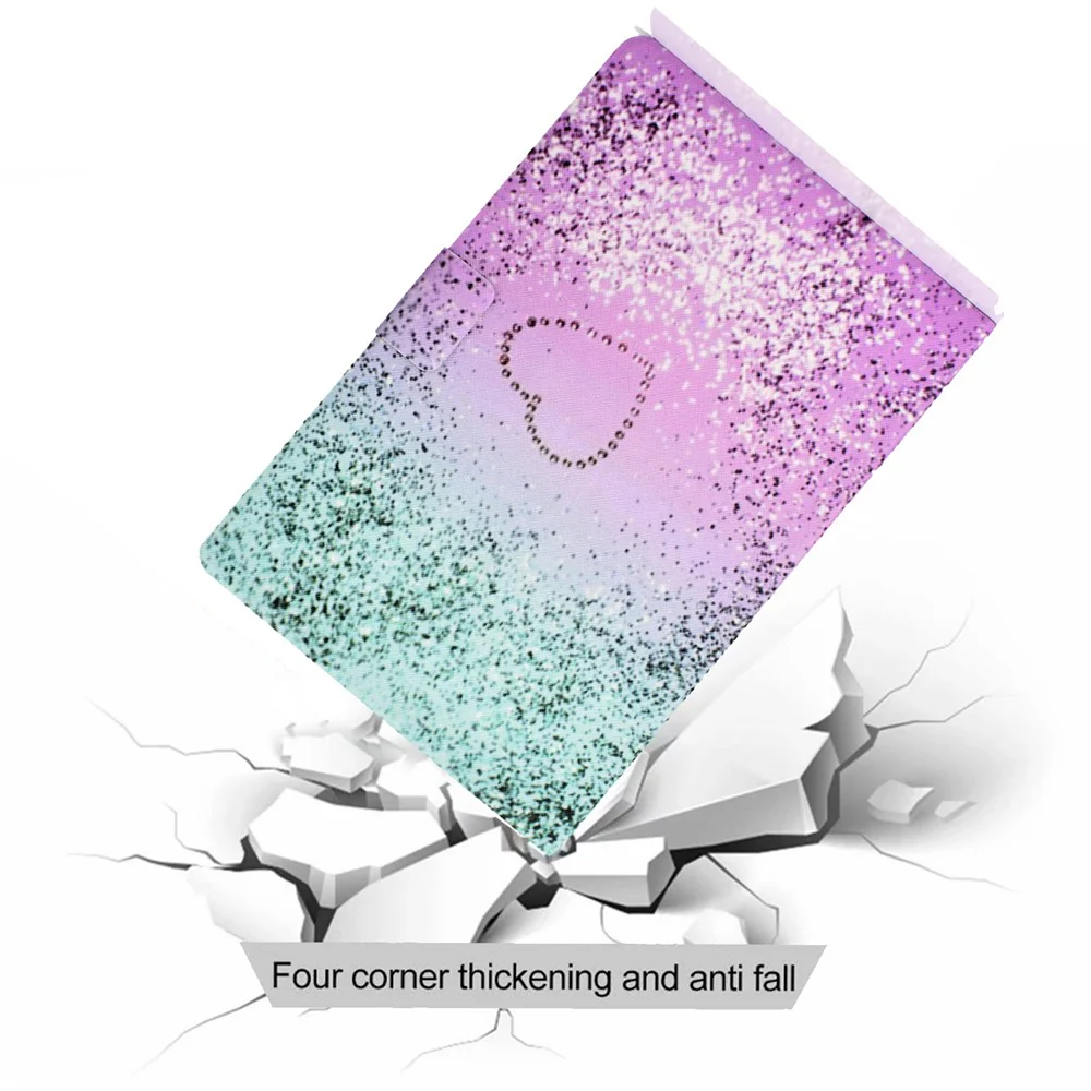 Pattern Printing Leather Stand Tablet Cover for Lenovo Tab M10 TB-X605F - Glittery Element and Heart - Image 3