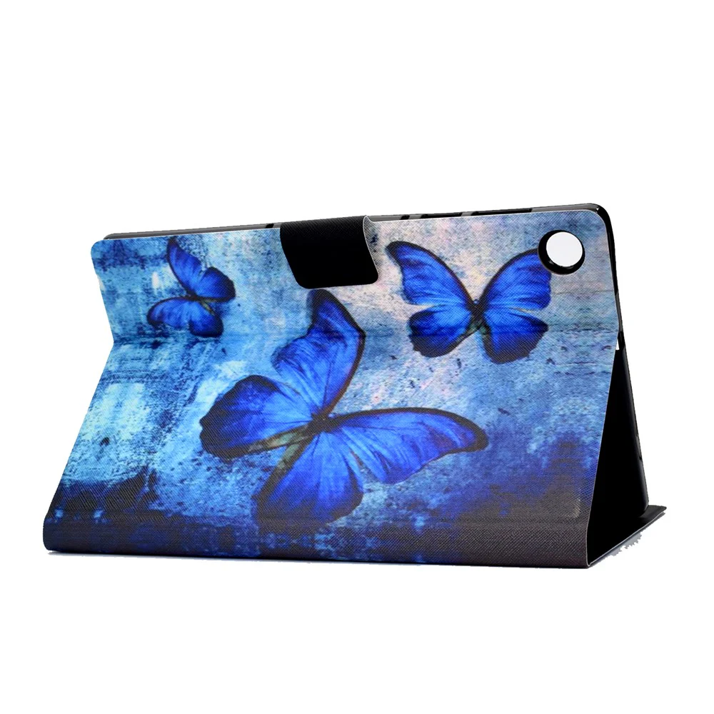 Pattern Printing Leather Stand Tablet Shell for Lenovo Tab M10 Plus TB-X606F - Blue Butterflies - Image 4