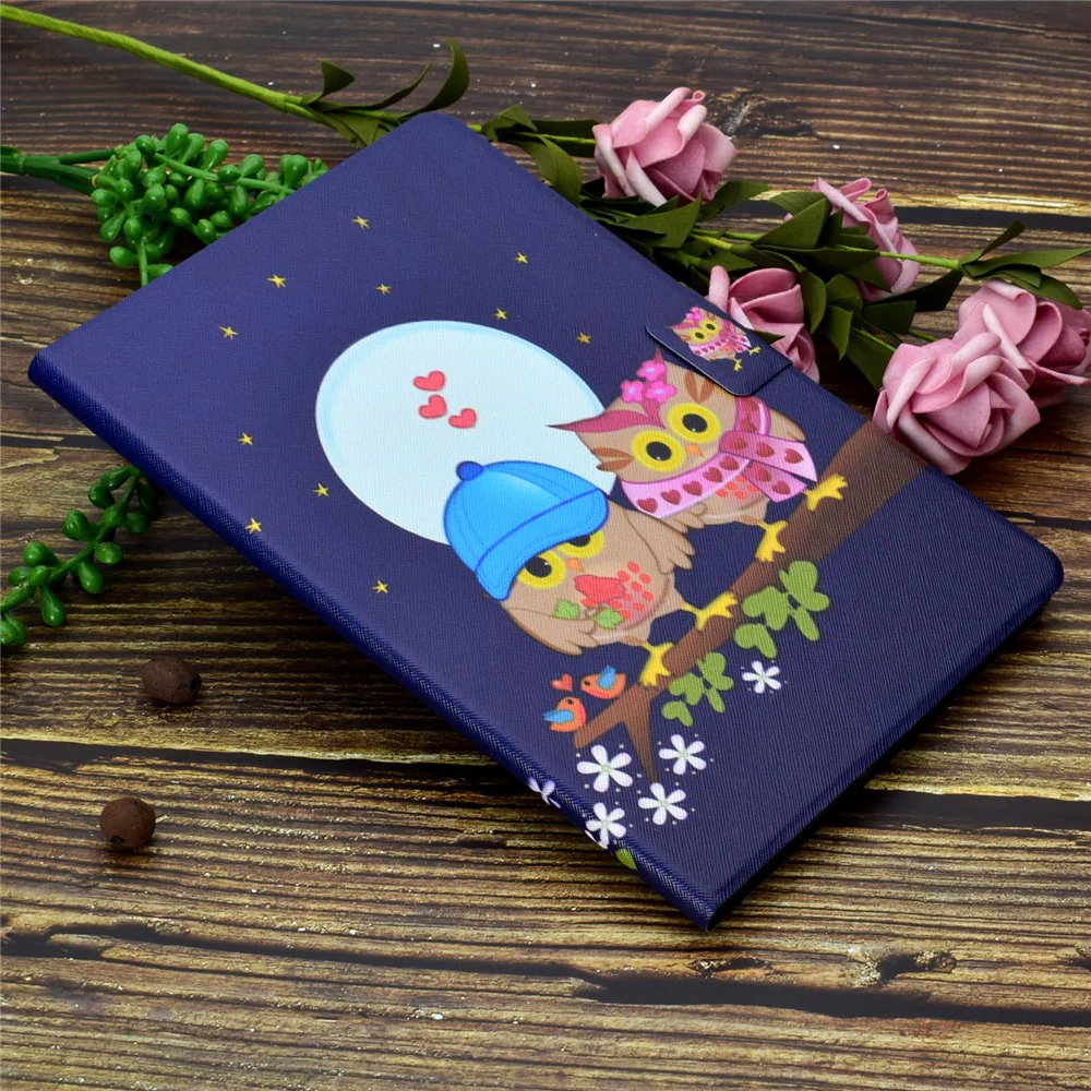 Pattern Printing Leather Stand Tablet Shell for Lenovo Tab M10 Plus TB-X606F - Couple Owls - Image 7