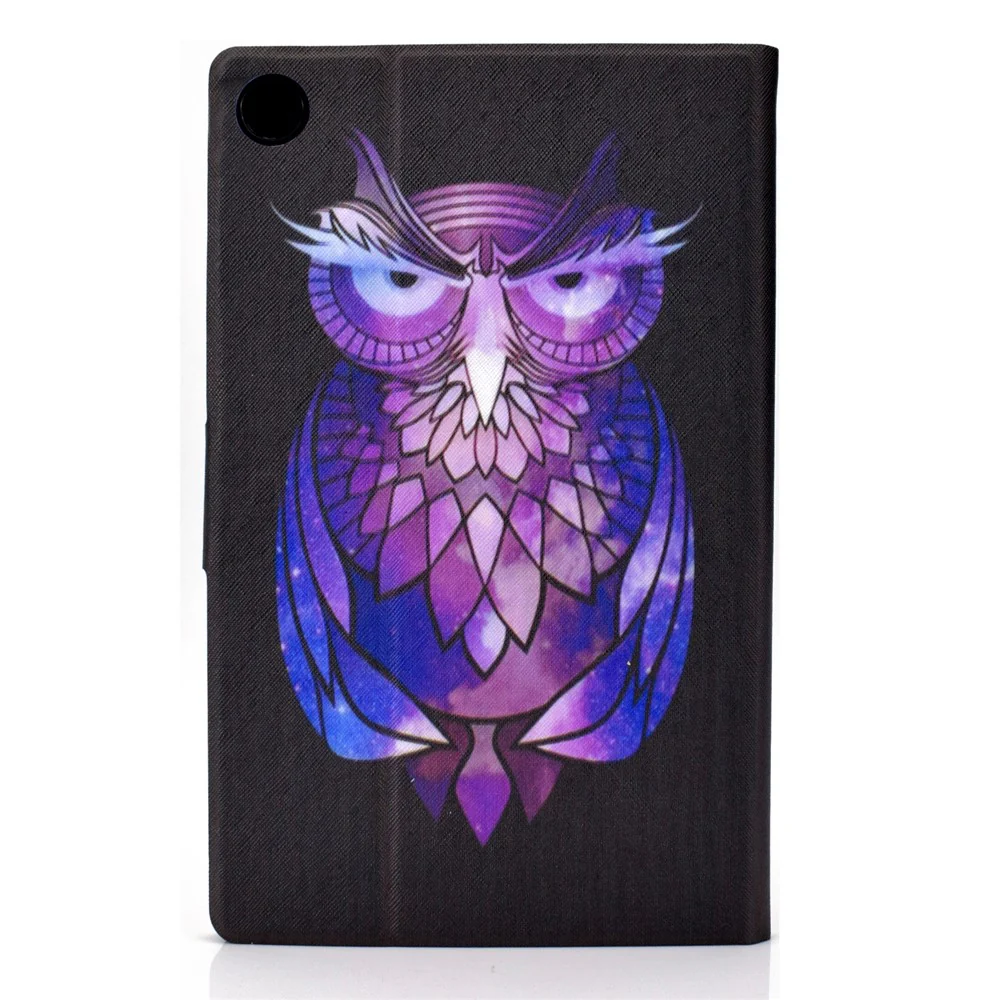 Pattern Printing Leather Stand Tablet Shell for Lenovo Tab M10 Plus TB-X606F - Purple Owl - Image 3