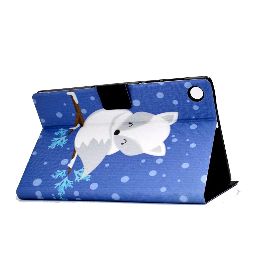 Pattern Printing Leather Stand Tablet Shell for Lenovo Tab M10 Plus TB-X606F - White Fox - Image 4