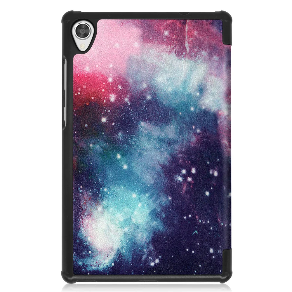 Pattern Printing Leather Tri-fold Stand Tablet Case Cover for Lenovo Tab M8 - Starry Sky - Image 2
