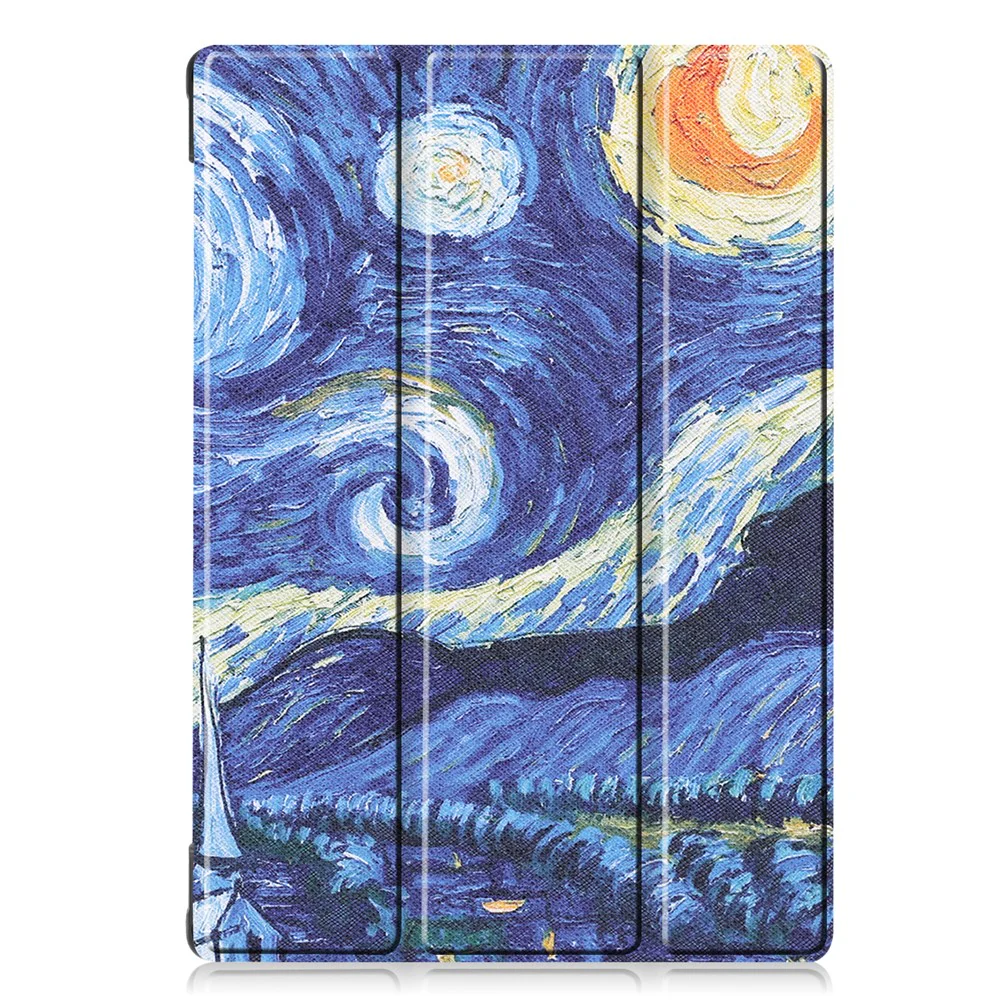 Pattern Printing Leather Tri-fold Tablet Flip Cover for Lenovo M10 FHD REL TB-X605FC - Oil Painting - Image 2