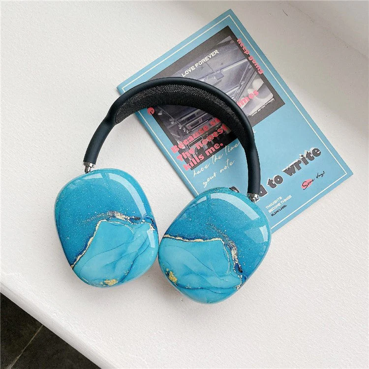 Pattern Printing Soft Silicone Headphone Protective Case Shell for Airpods Max - Blue Marble - Image 2