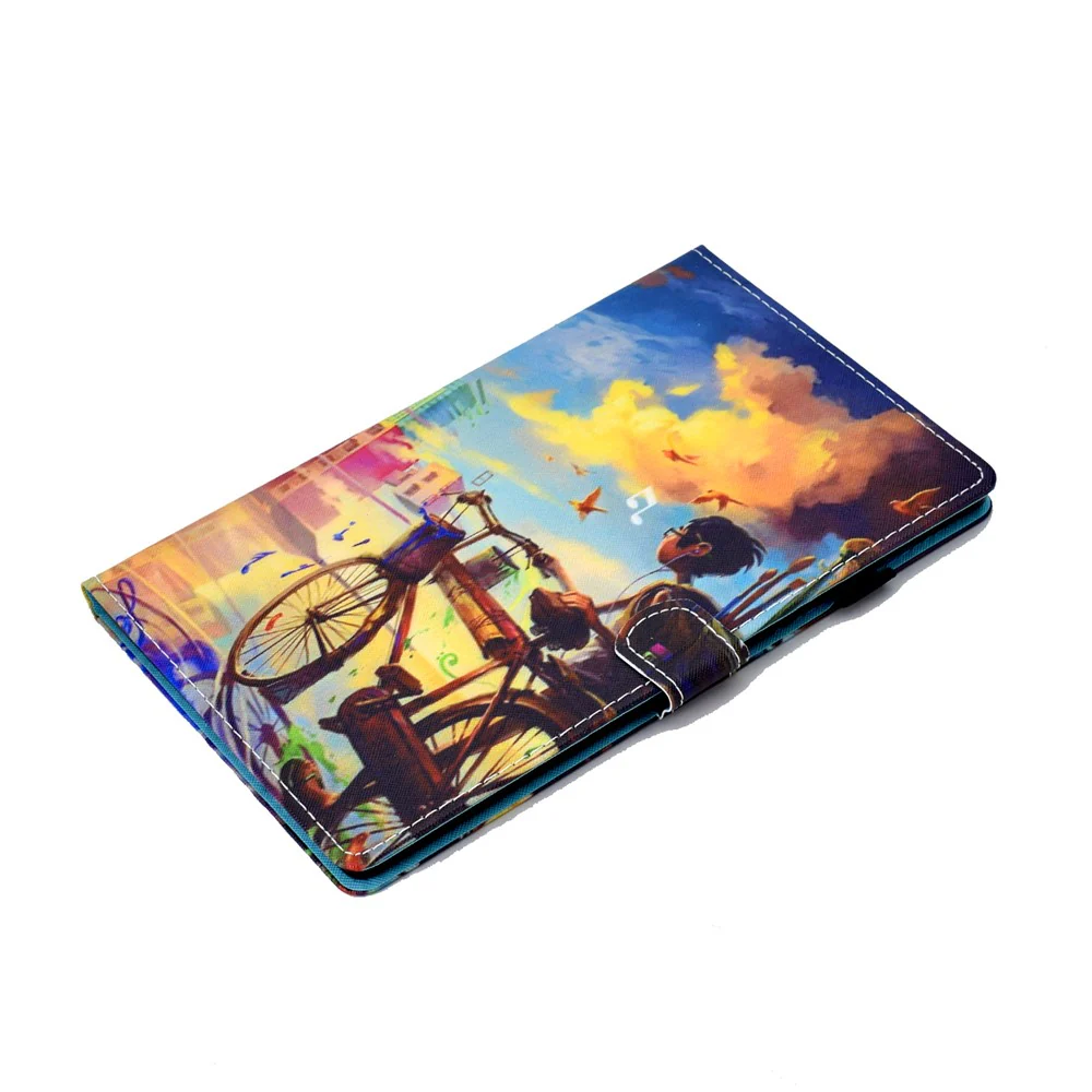 Pattern Printing Stand Card Holder Leather Tablet Case for Lenovo Tab M10 Plus TB-X606F - Boy and Bicycle - Image 5