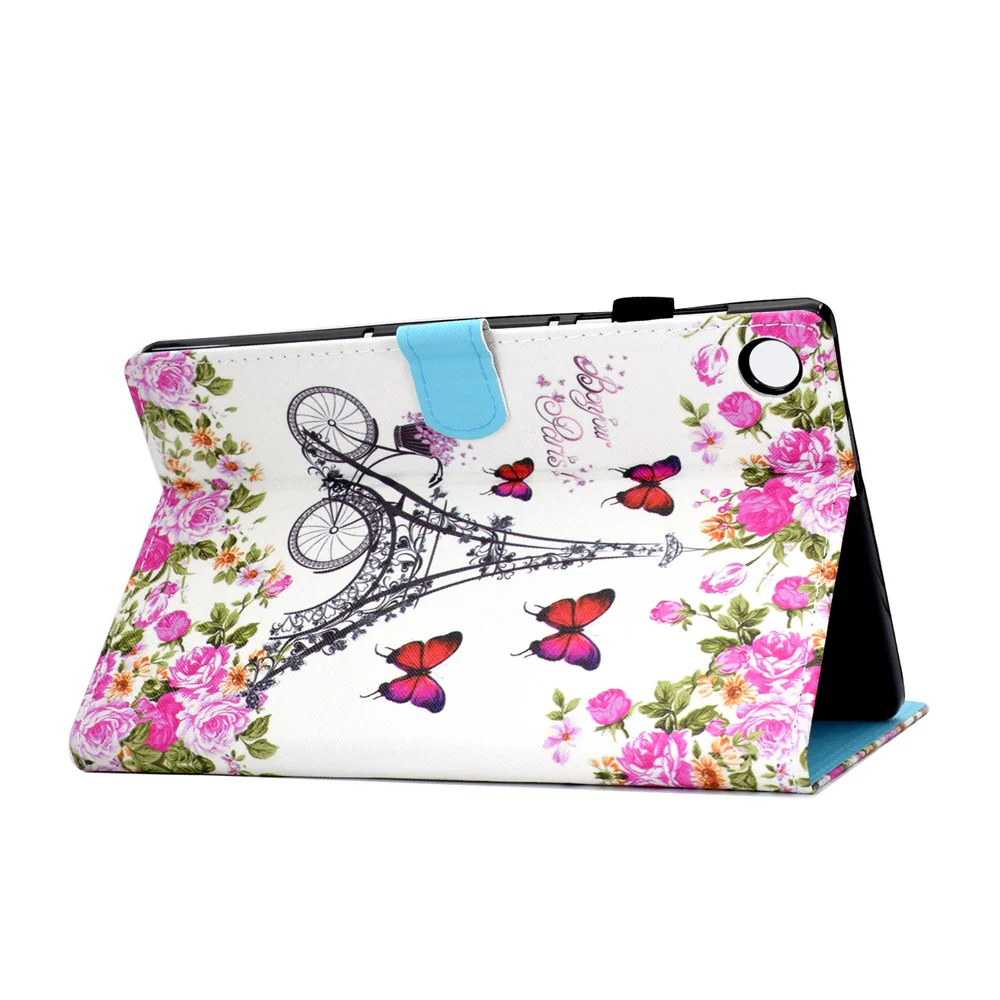 Pattern Printing Stand Card Holder Leather Tablet Case for Lenovo Tab M10 Plus TB-X606F - Eiffel Tower - Image 4