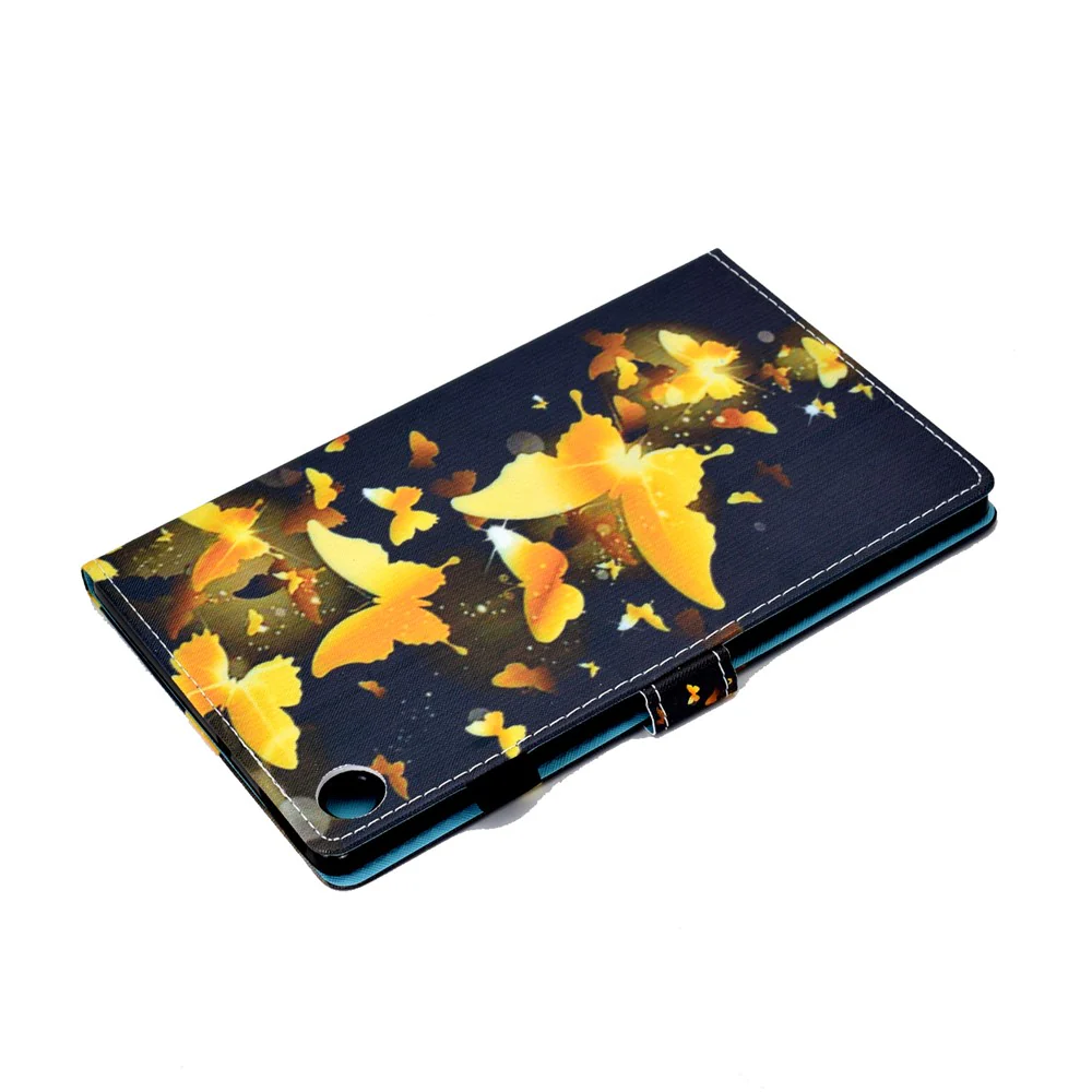 Pattern Printing Stand Card Holder Leather Tablet Case for Lenovo Tab M10 Plus TB-X606F - Gold Butterflies - Image 8