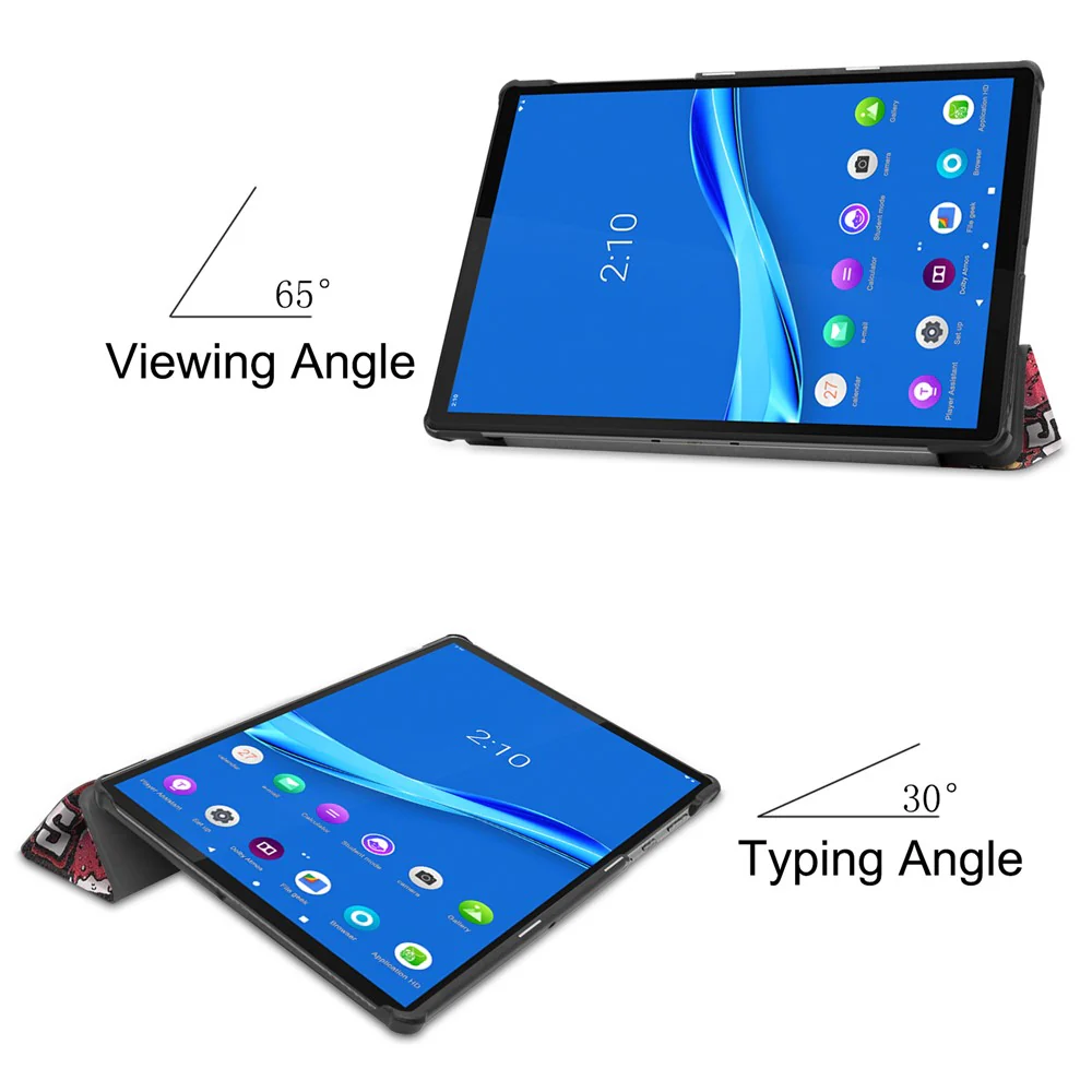 Pattern Printing Tri-fold Leather Stand Case Anti-scratch Shockproof Tablet Cover Shell for Lenovo Tab M10 Plus TB-X606F - Cartoon Graffiti - Image 3