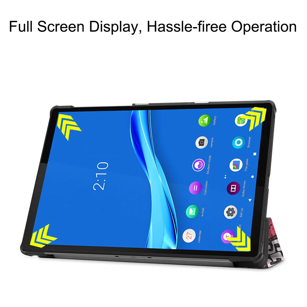 Pattern Printing Tri-fold Leather Stand Case Anti-scratch Shockproof Tablet Cover Shell for Lenovo Tab M10 Plus TB-X606F - Cartoon Graffiti - Image 4