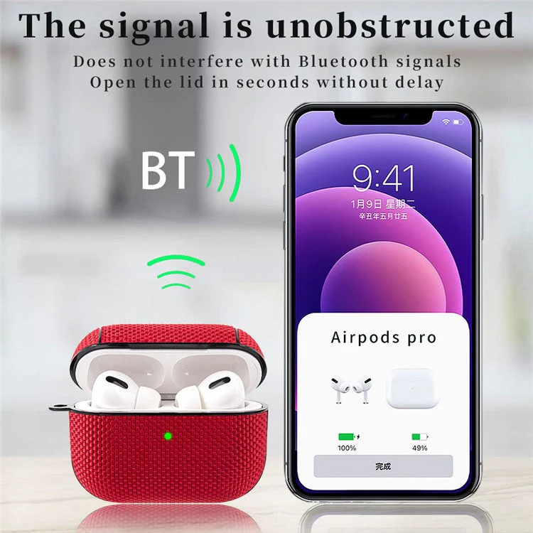PC + Cloth Bluetooth Earphone Protection Case Cover with Buckle for AirPods Pro - Black - Image 6