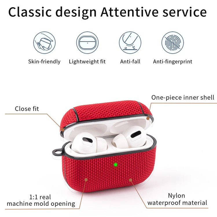 PC + Cloth Bluetooth Earphone Protection Case Cover with Buckle for AirPods Pro - Blue - Image 2