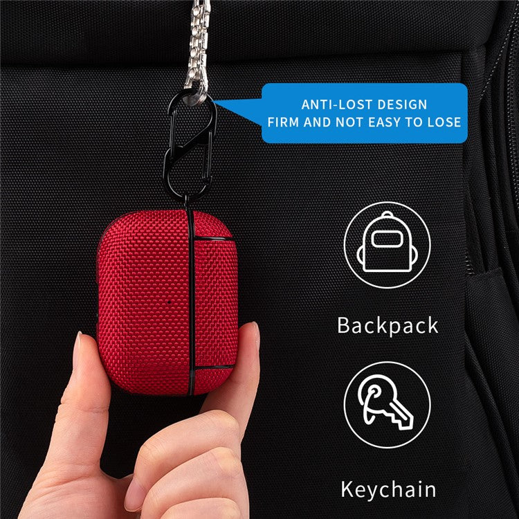 PC + Cloth Bluetooth Earphone Protection Case Cover with Buckle for AirPods Pro - Blue - Image 3