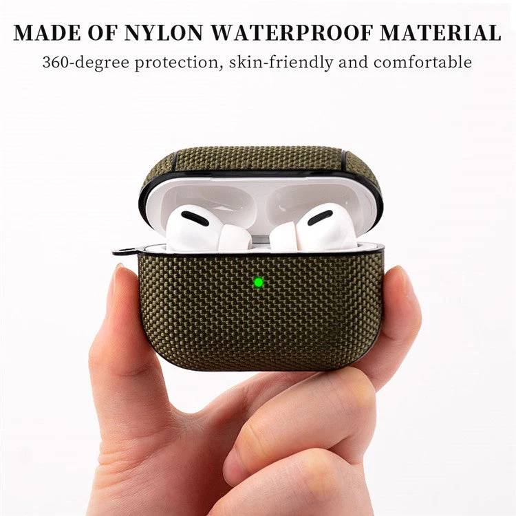 PC + Cloth Bluetooth Earphone Protection Case Cover with Buckle for AirPods Pro - Grey - Image 8