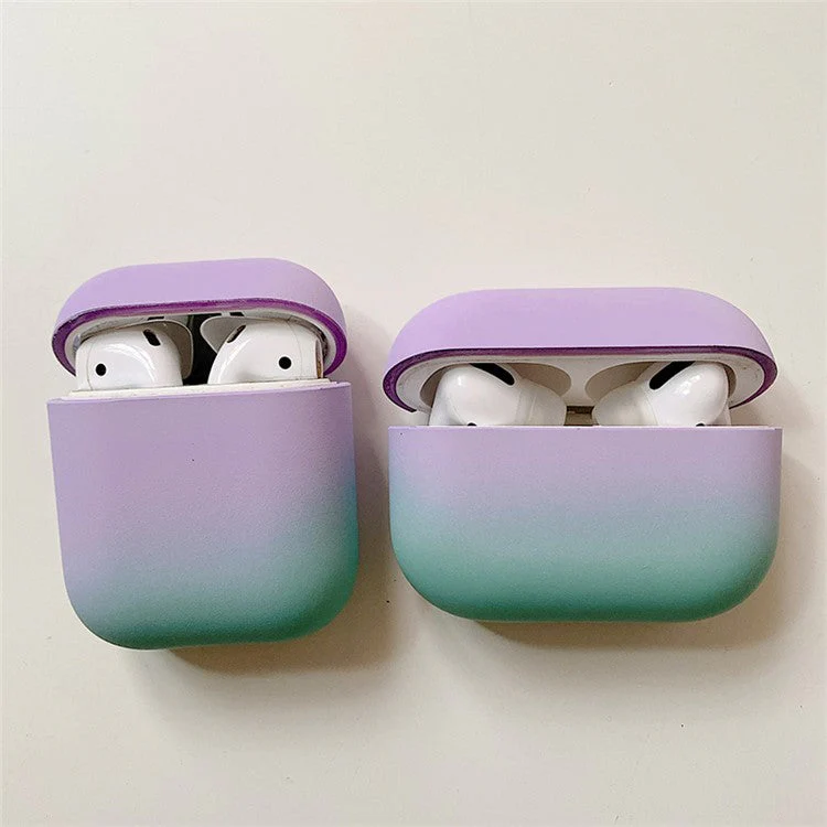 PC Hard Case for AirPods Pro 2 Gradient Frosted Bluetooth Earphone Protective Cover (without Buckle) - Purple / Green - Image 3