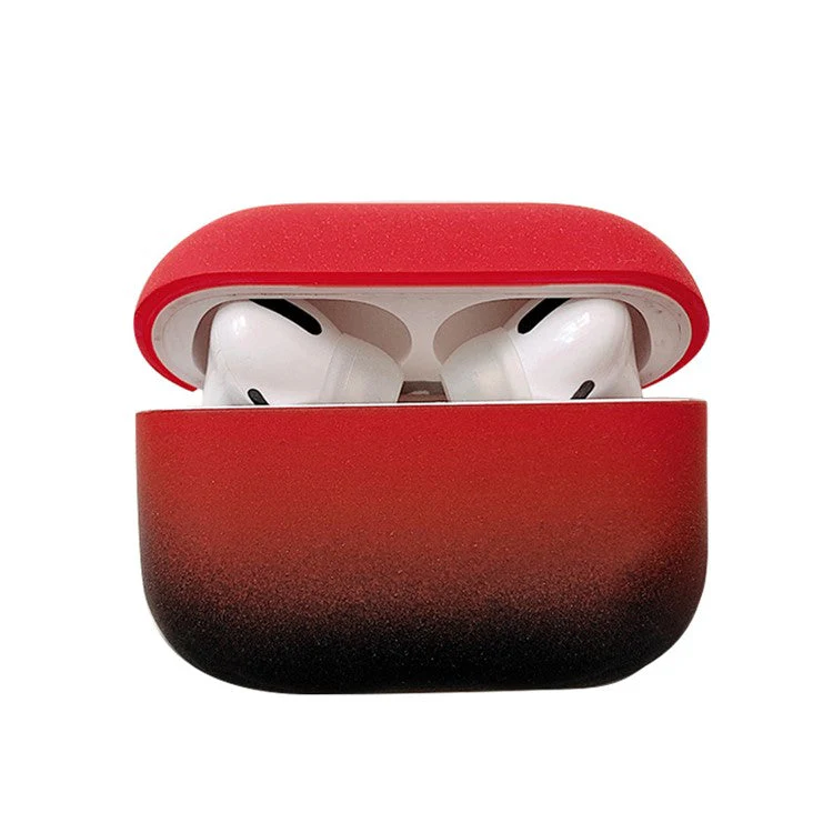 PC Hard Case for AirPods Pro 2 Gradient Frosted Bluetooth Earphone Protective Cover (without Buckle) - Red / Black
