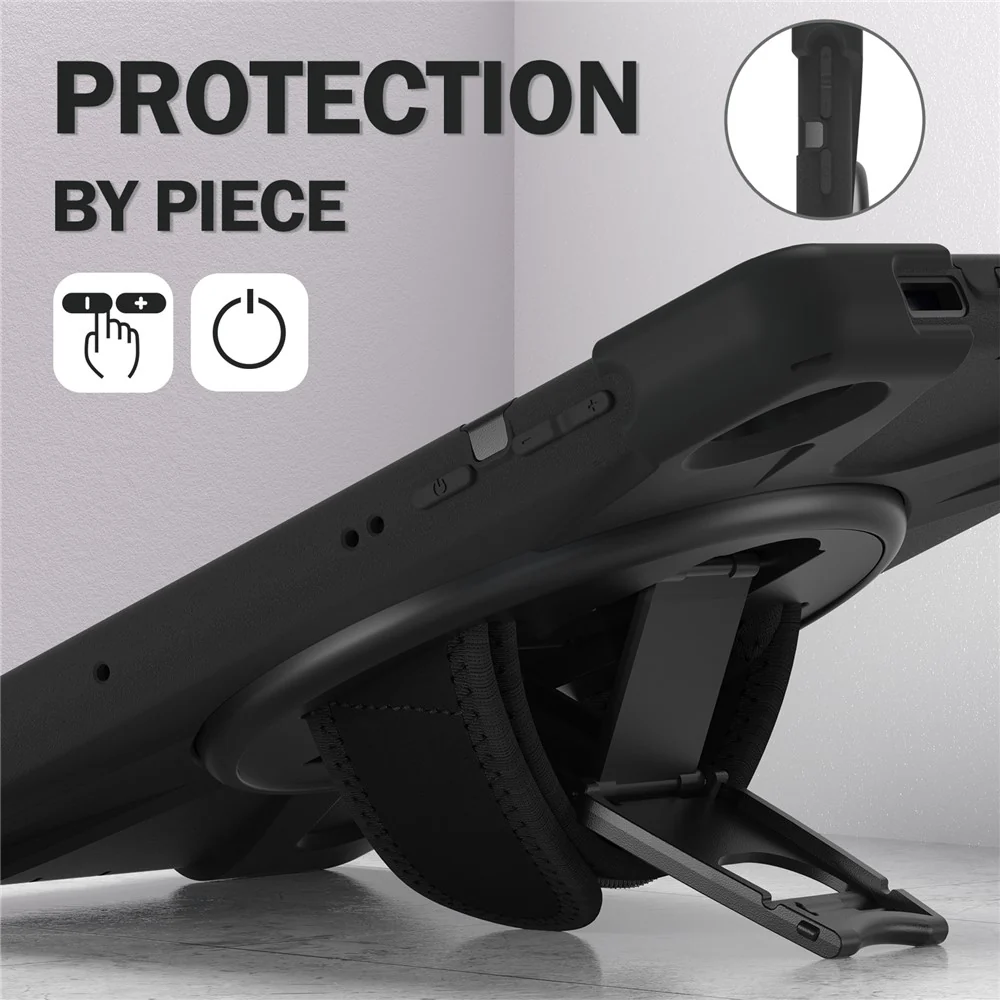 PC + Silicone Case with Kickstand Shoulder Strap for Lenovo Tab M10 Plus (2020) / K10 (2021) TB-X606F / 606X / X6C6F / X6C6X / X6C6NBF - Black - Image 8