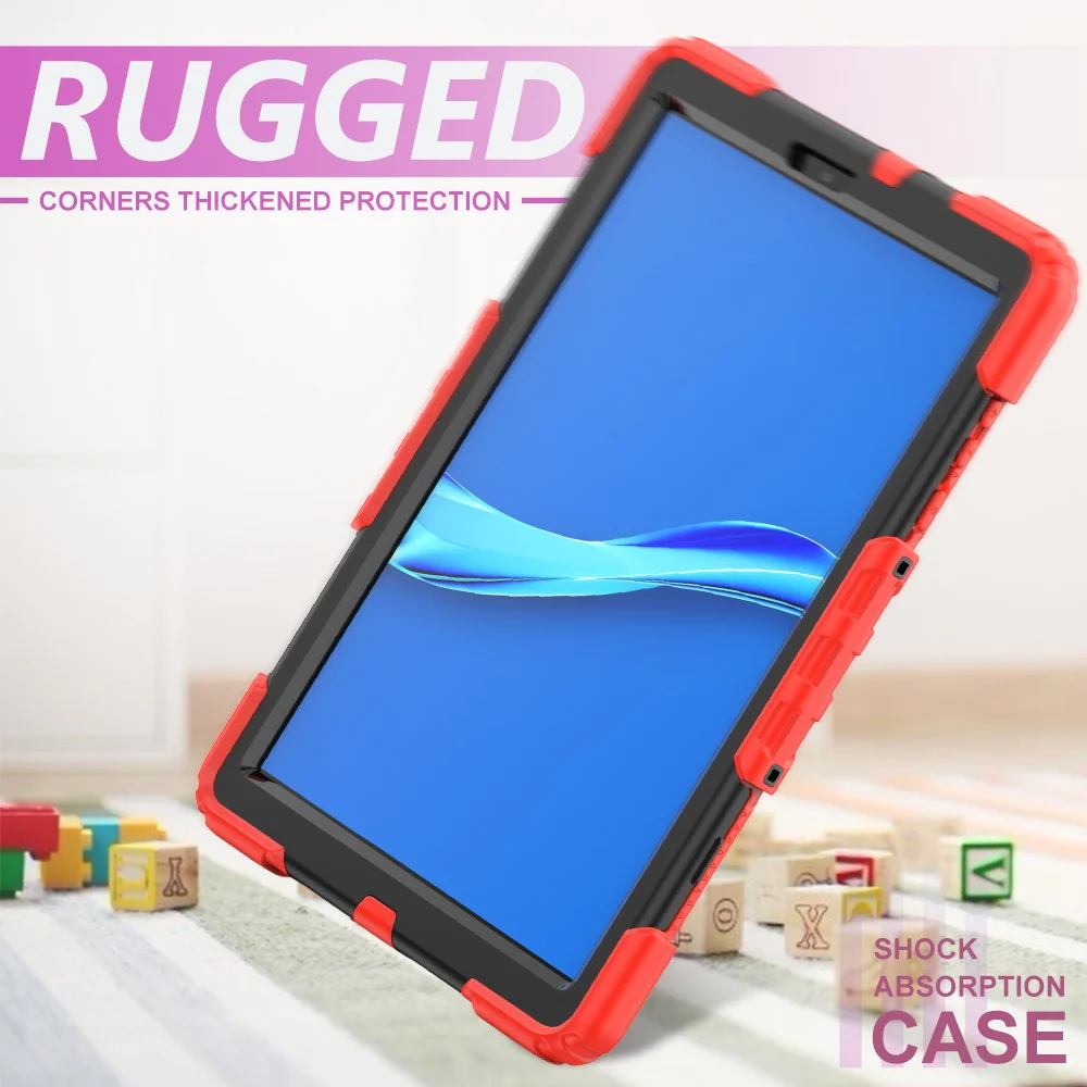 PC + Silicone + PET Front Film Tablet Combo Shell with Kickstand and Shoulder Strap for Lenovo Tab M10 HD Gen 2 TB-306X(F) - Black/Red - Image 4