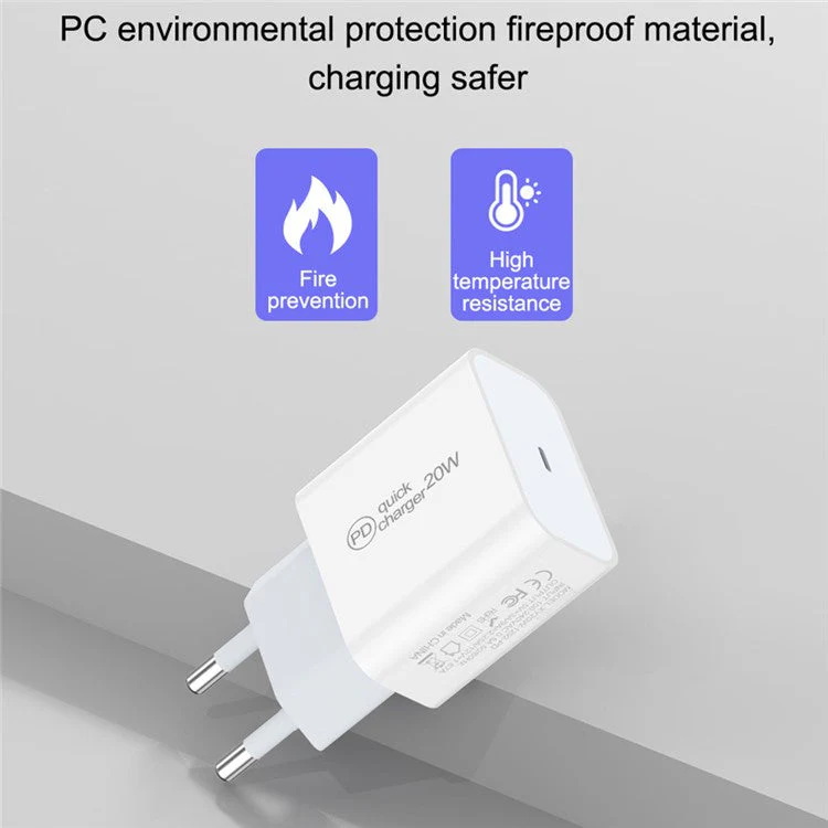 PD 20W Fast Charging USB C Charger Block EU Plug Power Adapter for iPhone 13 / 14 Series - Image 6