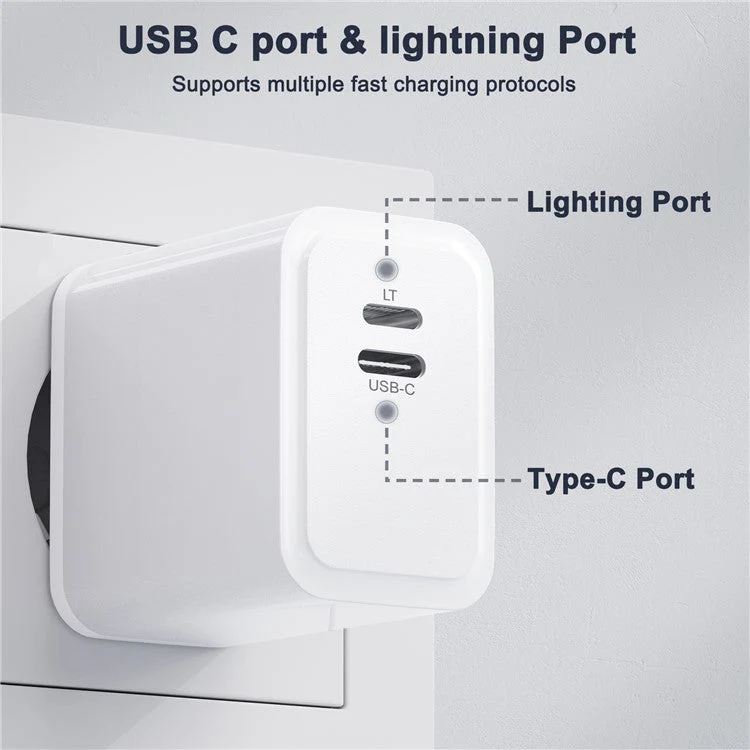 PD 20W Type-C + Lightning Phone Charger Fast Charging Power Adapter with Cable - EU Plug - Image 8
