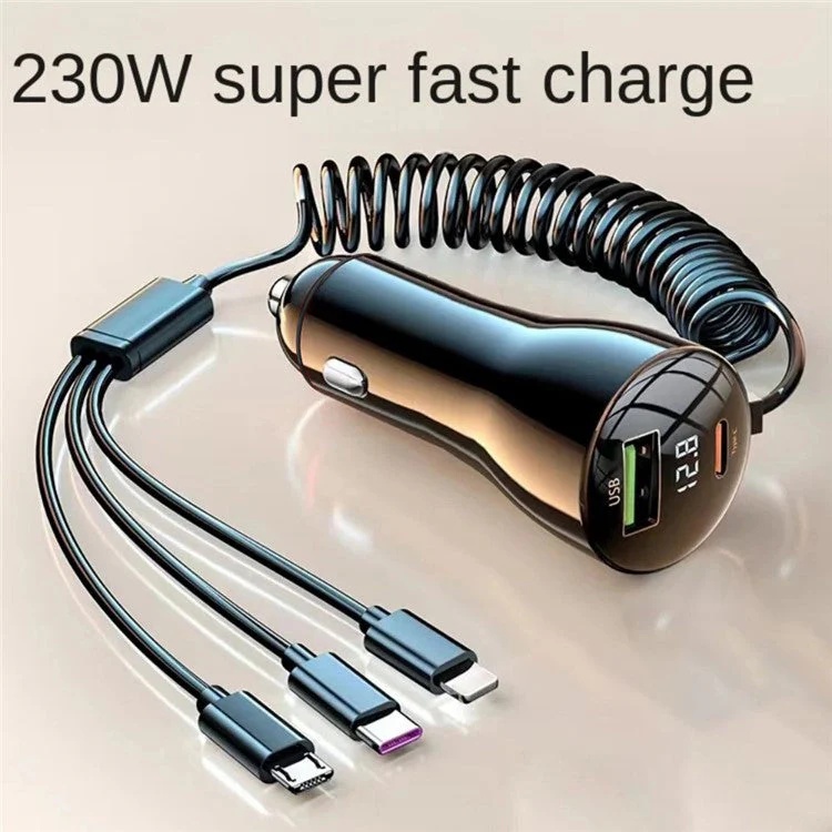 PD 30W Fast Car Charger with 100W Super Fast Charging Cable Multi-Function Cigarette Lighter 230W Car Charger Adapter - Image 3