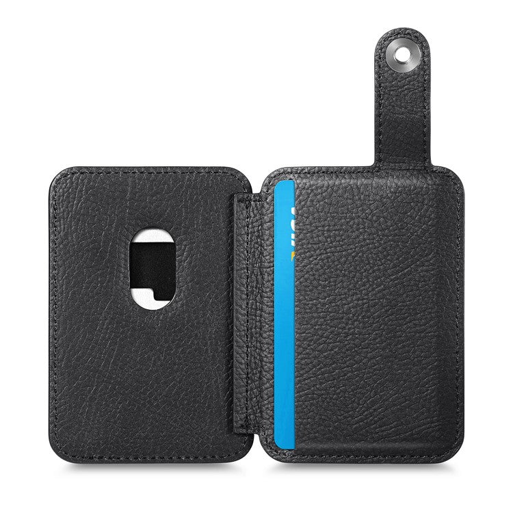 Phone Card Holder Carbon Fiber Texture Kickstand Adhesive PU Leather Card Bag - Black - Image 5