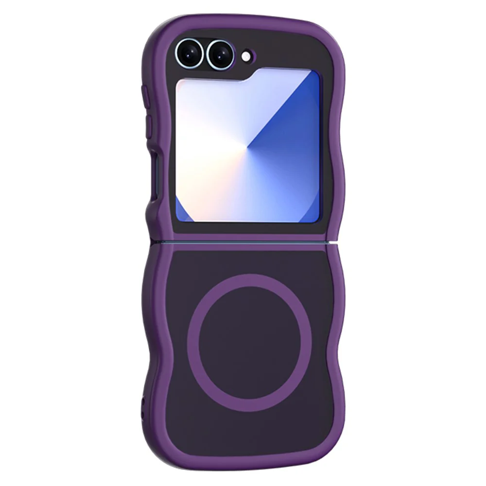 Phone Case for Samsung Galaxy Z Flip7 FE 5G / Z Flip6 5G / Flip5 5G Compatible with MagSafe TPU + PC Back Cover Skin Touch Wave Shape - Purple