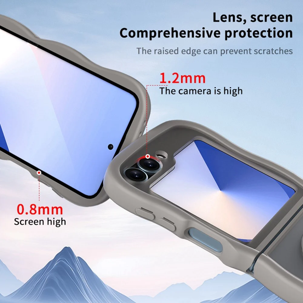 Phone Case for Samsung Galaxy Z Flip7 FE 5G / Z Flip6 5G / Flip5 5G Compatible with MagSafe TPU + PC Back Cover Skin Touch Wave Shape - Purple - Image 3