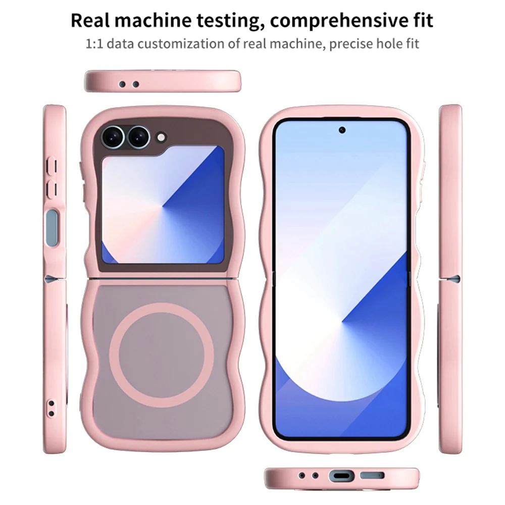 Phone Case for Samsung Galaxy Z Flip7 FE 5G / Z Flip6 5G / Flip5 5G Compatible with MagSafe TPU + PC Back Cover Skin Touch Wave Shape - Purple - Image 6