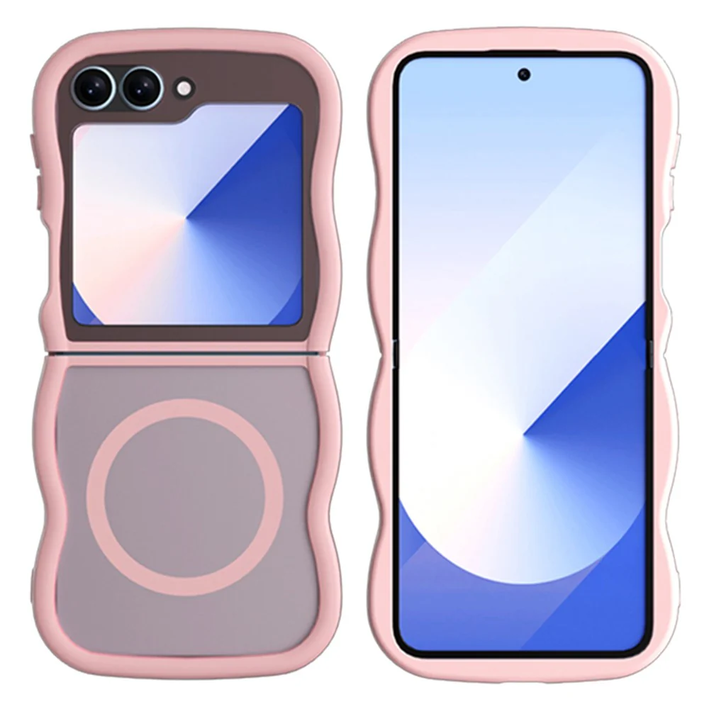 Phone Case for Samsung Galaxy Z Flip7 FE 5G / Z Flip6 5G / Flip5 5G Compatible with MagSafe TPU + PC Back Cover Skin Touch Wave Shape - Purple - Image 7