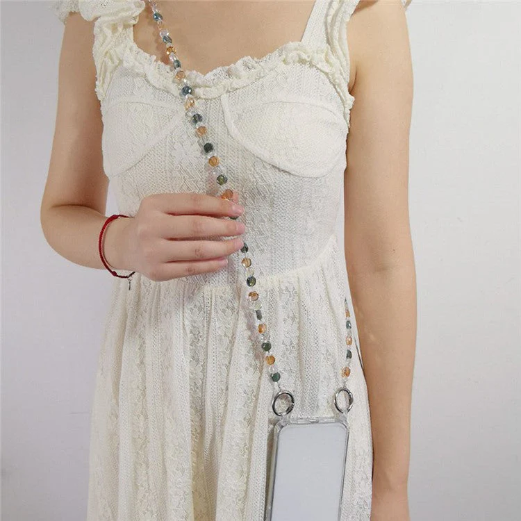 Phone Chain Crossbody Stylish Anti-Lost PVC Beaded Phone Strap with Tether Tab, Total Length: 115cm - Image 8