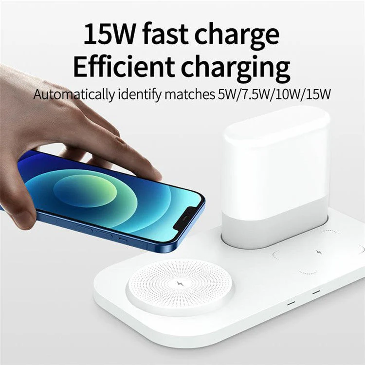Phone Charging Station Earphone Wireless Charger Nightstand Lamp Home Decoration Birthday Gift - Black - Image 2