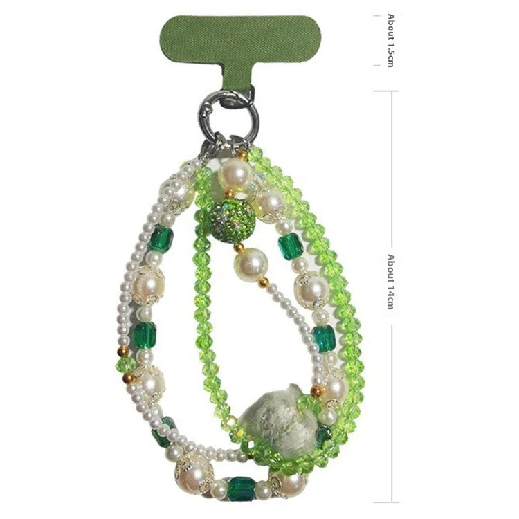 Phone Charms Wrist Strap 3-in-1 Beaded Phone Lanyard Jewelry with Tether Tab, Folded Length: 14cm - Baby Blue - Image 6