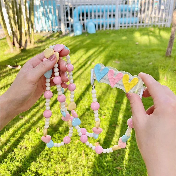 Phone Clamp Mount Portable Phone Clip Beads Chain Shoulder Strap Lanyard - Heart - Image 3