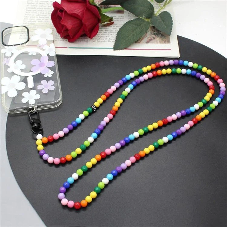 Phone Crossbody Strap Acrylic Beaded Cell Phone Lanyard with Tether Tab, Total Length: 122cm - Multi-Color - Image 3