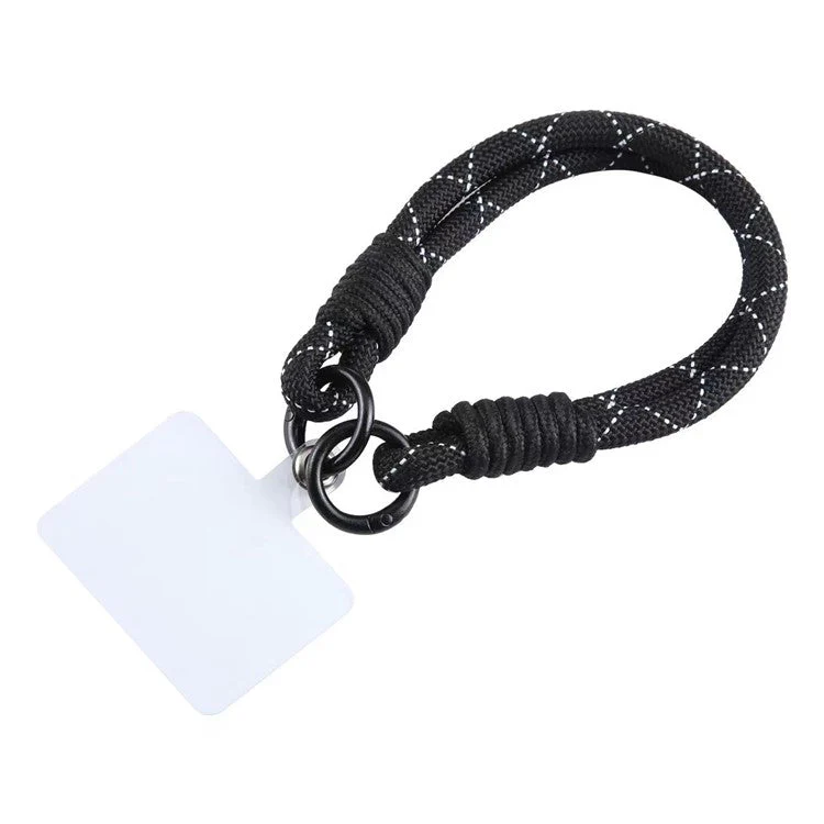Phone Lanyard Dual-Strand Nylon 26cm Short Wrist Strap Hand Strap with Tether Tab - Black+White Line