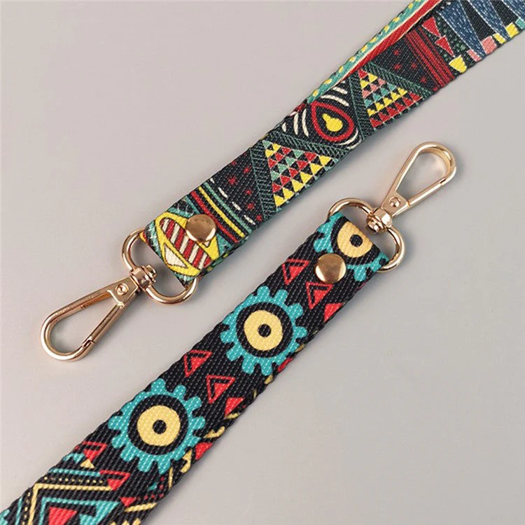 Phone Lanyard Ethnic Style Nylon Phone Neck Phone Charm with Tether Tab + Hanging Rope, Folded Length: 40cm - Khaki Grid - Image 3