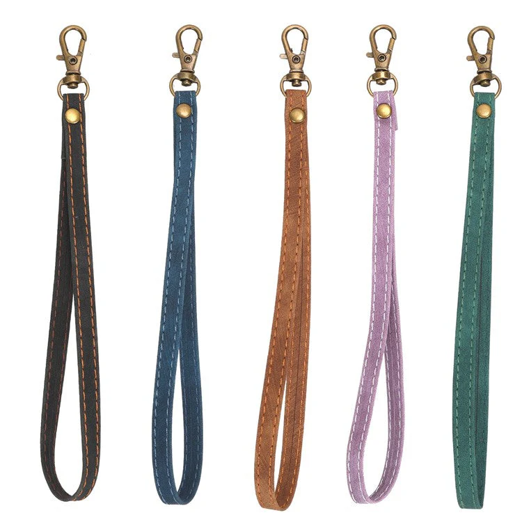 Phone Lanyard Hand Strap for Leather Case, PU Leather+Metal Phone Wrist Strap - Brown - Image 3