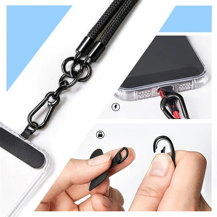 Phone Lanyard Neck / Wrist Strap Multifunctional Anti-Drop Cell Phone Rope with Detachable Metal Buckle - White Purple / 85cm - Image 2