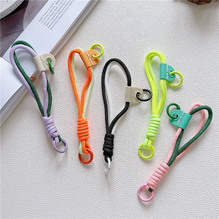 Phone Strap Dual-Layer Design 30cm Nylon Short Hand Lanyard with Tether Tab - Fluorescent Yellow +Fluorescent Green - Image 4