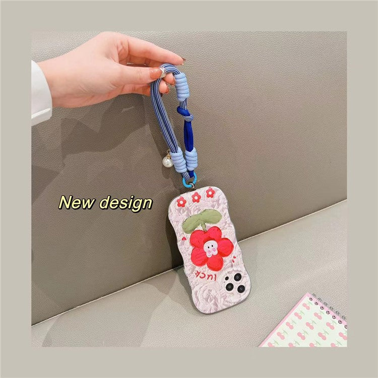 Phone Wrist Lanyard 30cm Nylon Wrist Strap Pearl Phone Charm with Tether Tab - Red+Grey - Image 3