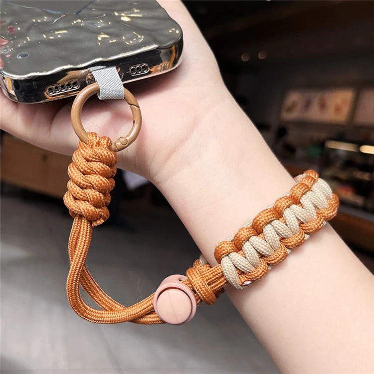 Phone Wrist Strap Adjustable Nylon Wrist Rope with Tether Tab, Toatl Length: 240mm - Cyan+Pink - Image 2
