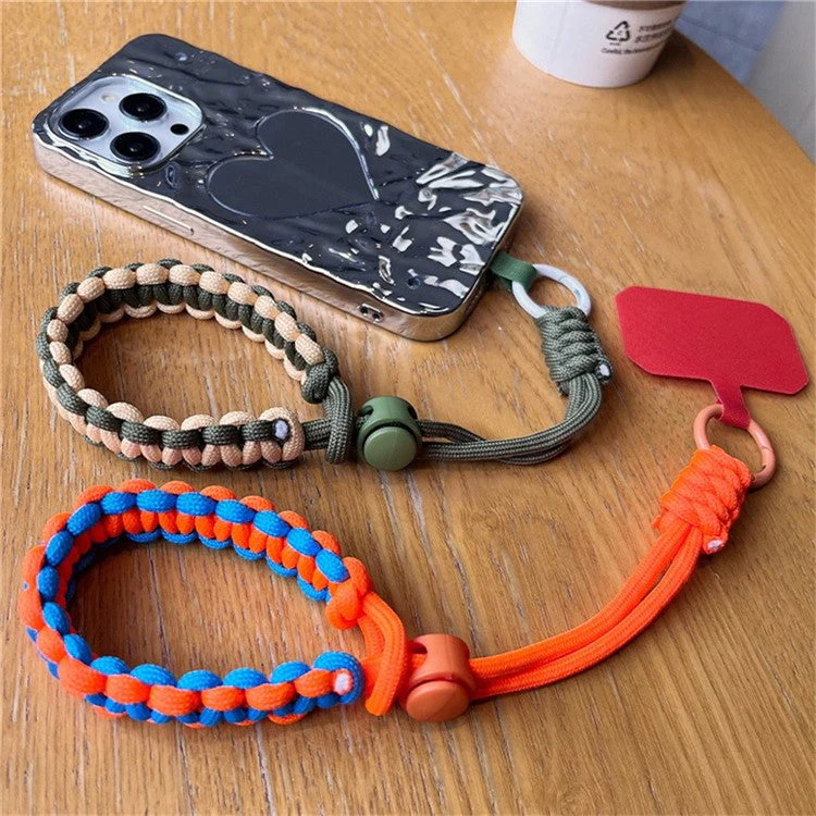 Phone Wrist Strap Adjustable Nylon Wrist Rope with Tether Tab, Toatl Length: 240mm - Cyan+Pink - Image 3