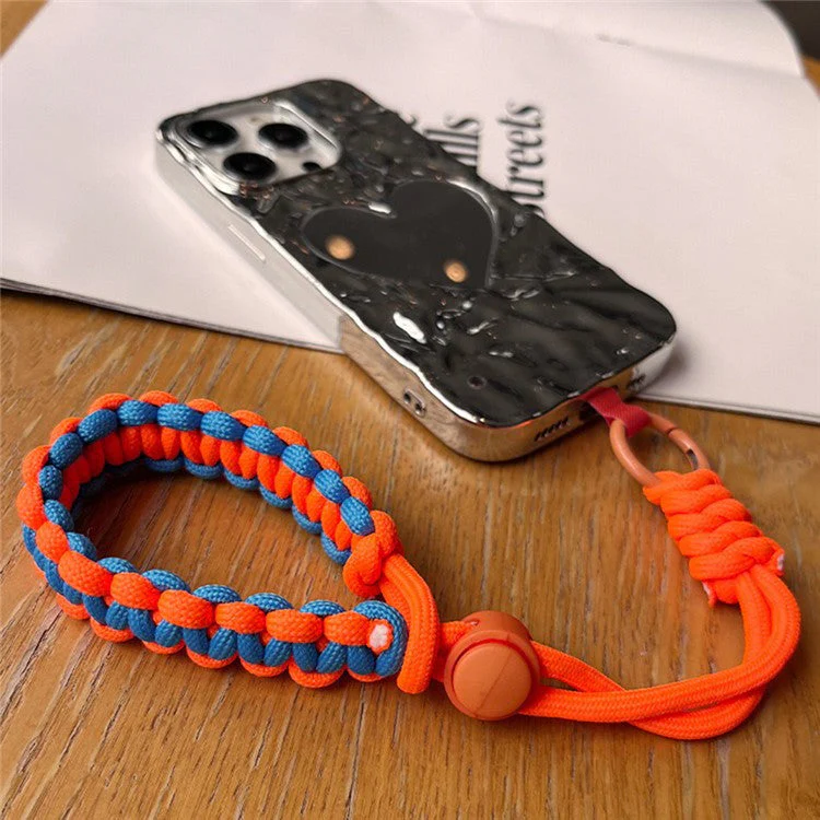 Phone Wrist Strap Adjustable Nylon Wrist Rope with Tether Tab, Toatl Length: 240mm - Cyan+Pink - Image 7