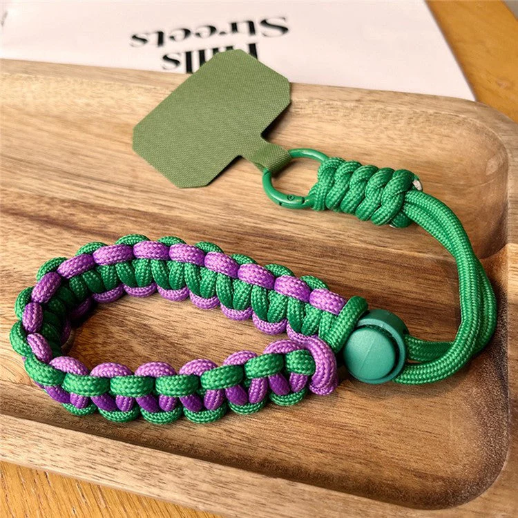 Phone Wrist Strap Adjustable Nylon Wrist Rope with Tether Tab, Toatl Length: 240mm - Dark Green+Purple