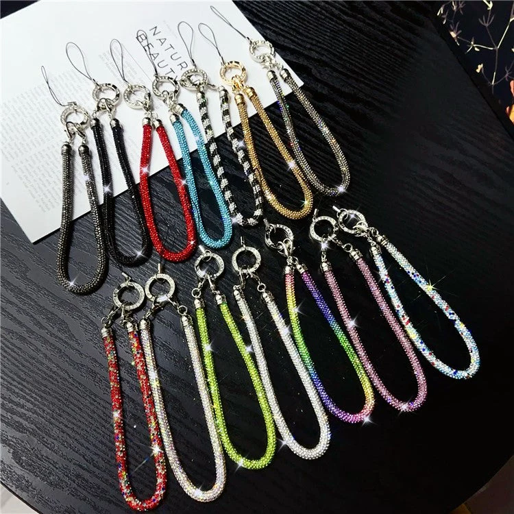 Phone Wrist Strap Shiny Rhinestone Decor Hand Strap Lanyard, Length: 25cm - Colorful Red - Image 4