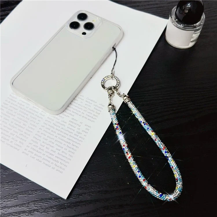 Phone Wrist Strap Shiny Rhinestone Decor Hand Strap Lanyard, Length: 25cm - Light Black - Image 2