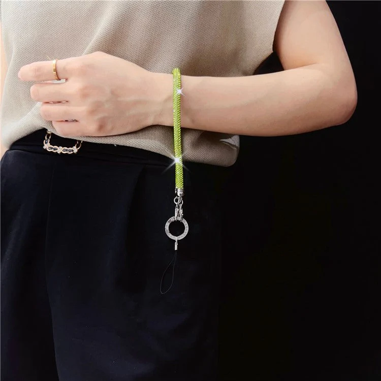 Phone Wrist Strap Shiny Rhinestone Decor Hand Strap Lanyard, Length: 25cm - Light Black - Image 3